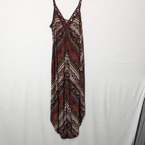 Women's CATO Est 1946, Burgundy Stripe, Maxi Tank Hi-Low Jumpsuit; Size S